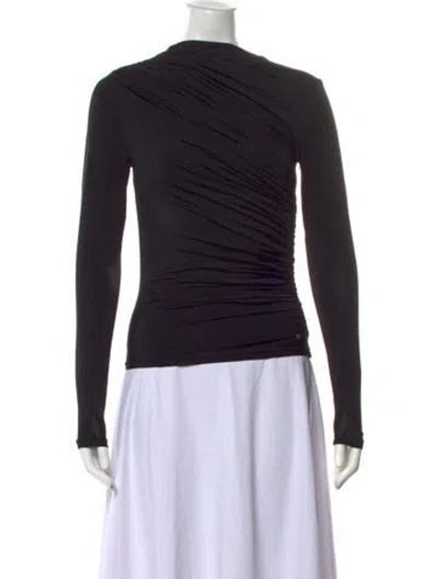 Pre-owned Anine Bing Crew Neck Long Sleeve Top In Black