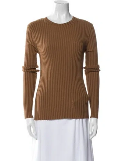 Pre-owned Anine Bing Crew Neck Long Sleeve Top In Brown