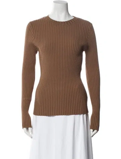 Pre-owned Anine Bing Crew Neck Long Sleeve Top In Brown