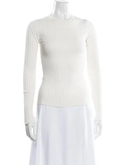 Pre-owned Anine Bing Crew Neck Long Sleeve Top In White