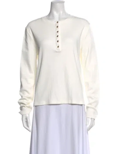 Pre-owned Anine Bing Crew Neck Long Sleeve Top In White