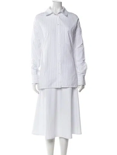 Pre-owned Anine Bing Crew Neck Long Sleeve Top In White