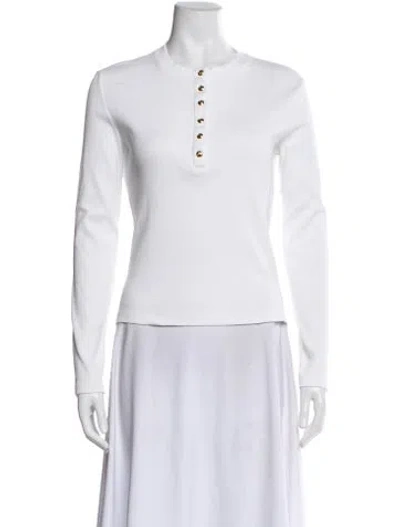Pre-owned Anine Bing Crew Neck Long Sleeve Top In White
