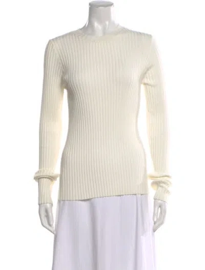 Pre-owned Anine Bing Crew Neck Long Sleeve Top In White