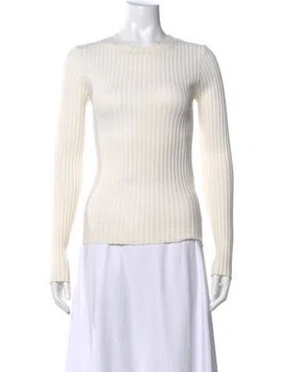 Pre-owned Anine Bing Crew Neck Long Sleeve Top In White
