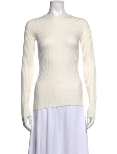 Pre-owned Anine Bing Crew Neck Long Sleeve Top In White