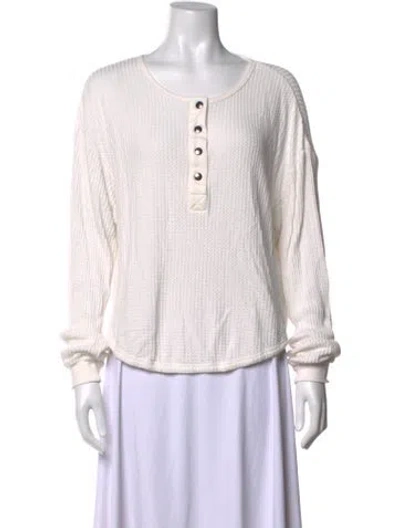 Pre-owned Anine Bing Crew Neck Long Sleeve Top In White