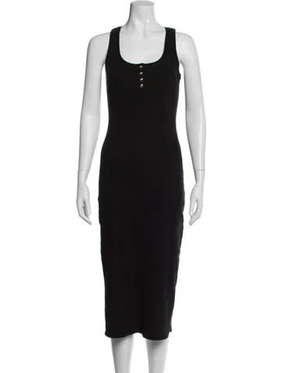 Pre-owned Anine Bing Crew Neck Midi Length Dress In Black