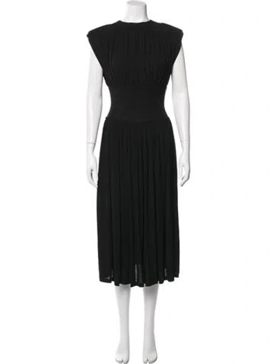 Pre-owned Anine Bing Crew Neck Midi Length Dress In Black