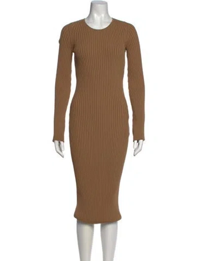 Pre-owned Anine Bing Crew Neck Midi Length Dress In Brown