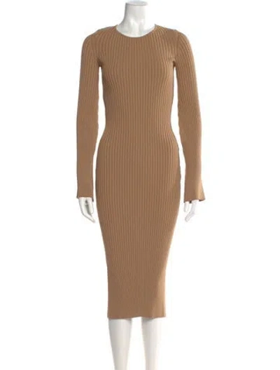 Pre-owned Anine Bing Crew Neck Midi Length Dress In Brown