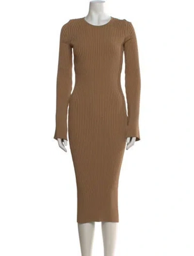 Pre-owned Anine Bing Crew Neck Midi Length Dress In Brown