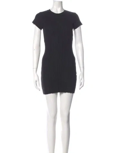 Pre-owned Anine Bing Crew Neck Mini Dress In Black
