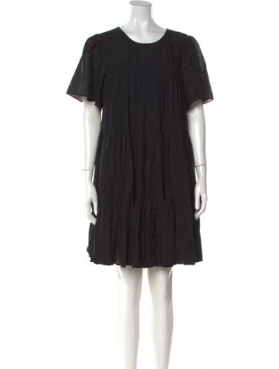 Pre-owned Anine Bing Crew Neck Mini Dress In Black
