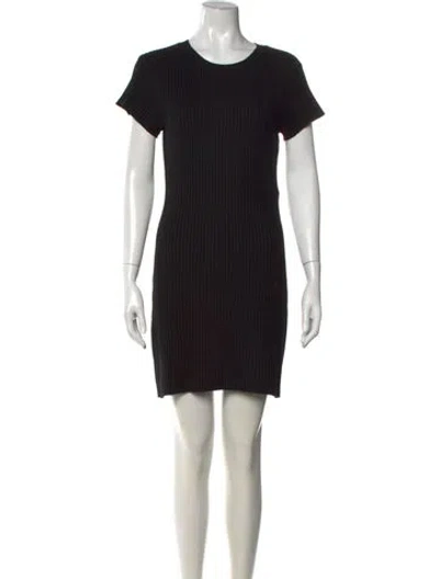 Pre-owned Anine Bing Crew Neck Mini Dress In Black