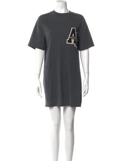 Pre-owned Anine Bing Crew Neck Mini Dress In Gray