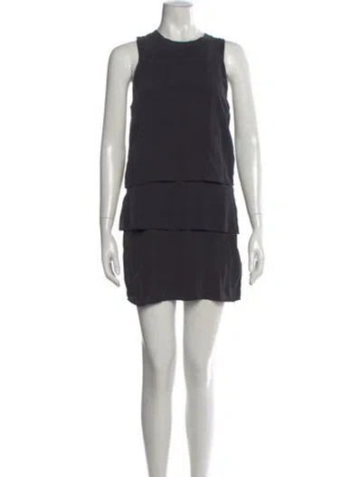 Pre-owned Anine Bing Crew Neck Mini Dress In Gray