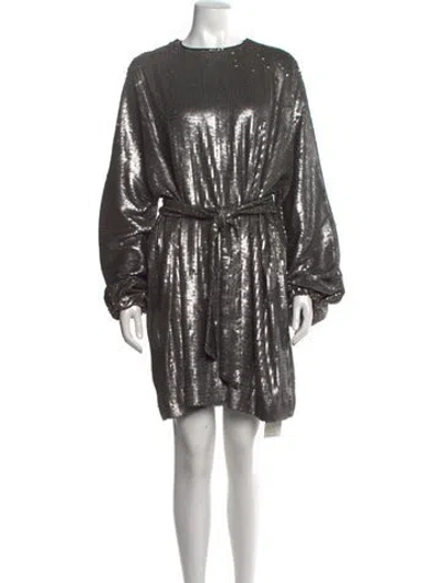 Pre-owned Anine Bing Crew Neck Mini Dress In Grey
