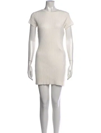 Pre-owned Anine Bing Crew Neck Mini Dress In Neutrals