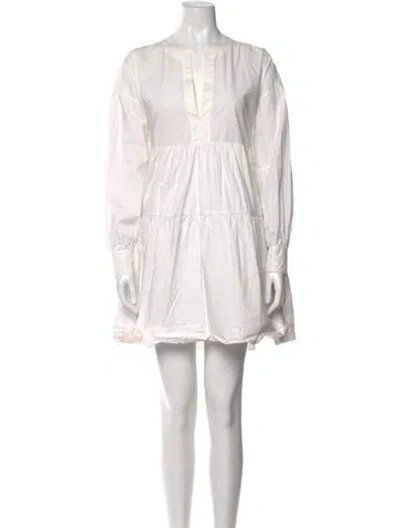Pre-owned Anine Bing Crew Neck Mini Dress In White