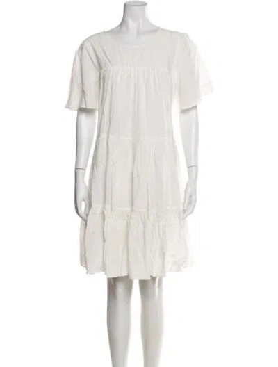 Pre-owned Anine Bing Crew Neck Mini Dress In White