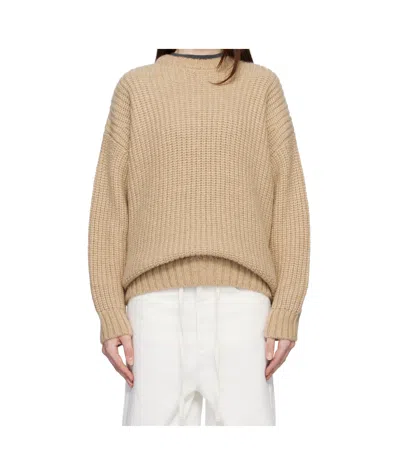 Anine Bing Crew-neck Ribbed Jumper In Nude