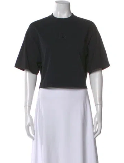 Pre-owned Anine Bing Crew Neck Short Sleeve Crop Top In Black