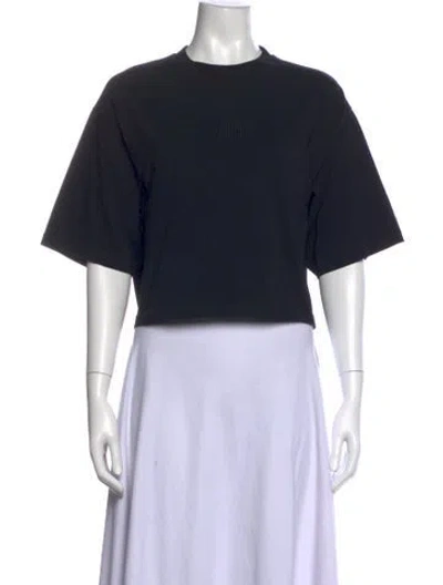 Pre-owned Anine Bing Crew Neck Short Sleeve Crop Top In Black