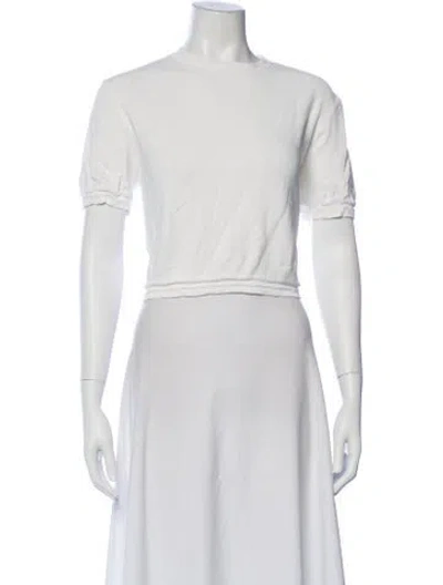 Pre-owned Anine Bing Crew Neck Short Sleeve Crop Top In White