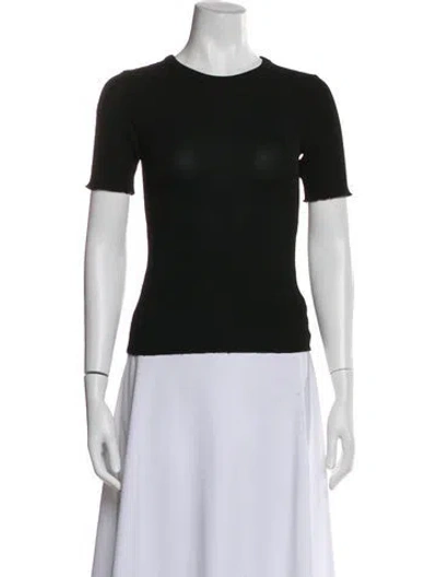 Pre-owned Anine Bing Crew Neck Short Sleeve Top In Black