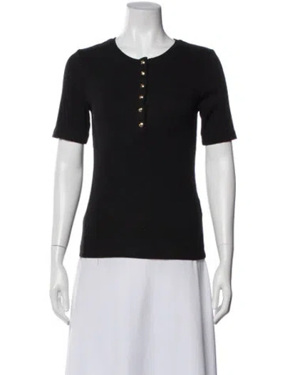 Pre-owned Anine Bing Crew Neck Short Sleeve Top In Black