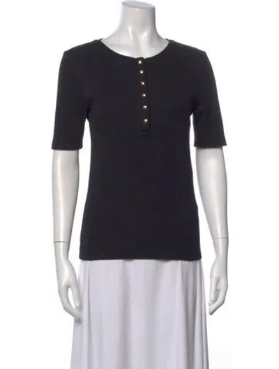 Pre-owned Anine Bing Crew Neck Short Sleeve Top In Black