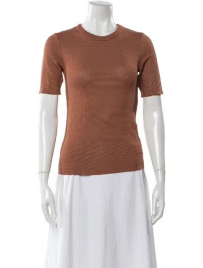 Pre-owned Anine Bing Crew Neck Short Sleeve Top In Brown