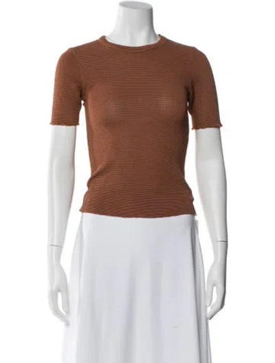 Pre-owned Anine Bing Crew Neck Short Sleeve Top In Brown