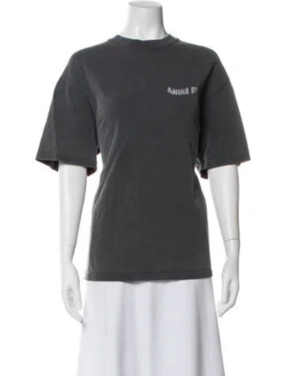 Pre-owned Anine Bing Crew Neck Short Sleeve T-shirt In Gray