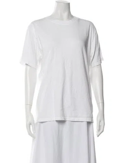 Pre-owned Anine Bing Crew Neck Short Sleeve T-shirt In White