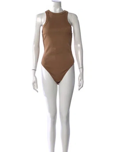 Pre-owned Anine Bing Crew Neck Sleeveless Bodysuit In Brown