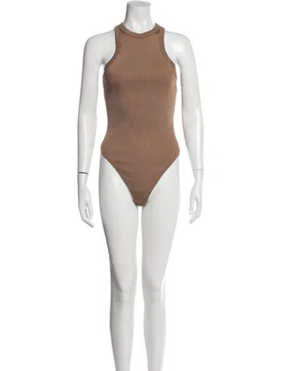 Pre-owned Anine Bing Crew Neck Sleeveless Bodysuit In Neutral