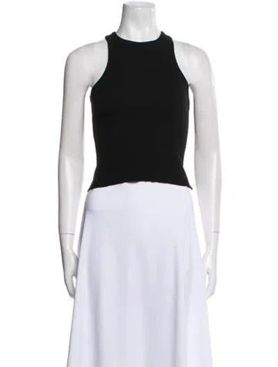 Pre-owned Anine Bing Crew Neck Sleeveless Crop Top In Black