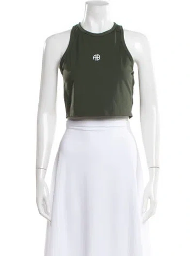 Pre-owned Anine Bing Crew Neck Sleeveless Crop Top In Green