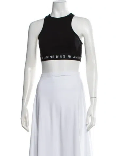 Pre-owned Anine Bing Crew Neck Sleeveless Sports Bra In Black