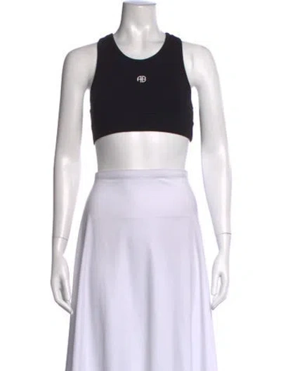 Pre-owned Anine Bing Crew Neck Sleeveless Sports Bra In Black