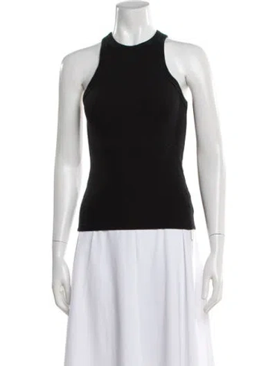 Pre-owned Anine Bing Crew Neck Sleeveless Top In Black