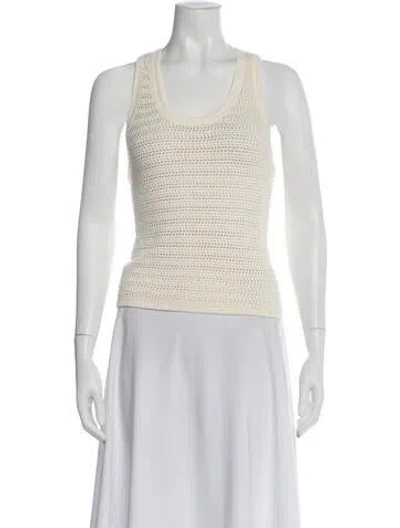 Pre-owned Anine Bing Crew Neck Sleeveless Top W/ Tags In White