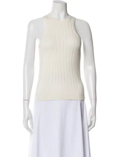Pre-owned Anine Bing Crew Neck Sleeveless Top In White