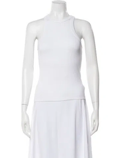 Pre-owned Anine Bing Crew Neck Sleeveless Top In White