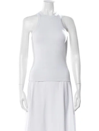 Pre-owned Anine Bing Crew Neck Sleeveless Top In White