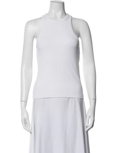 Pre-owned Anine Bing Crew Neck Sleeveless Top In White