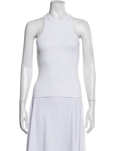 Pre-owned Anine Bing Crew Neck Sleeveless Top In White