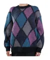 Anine Bing Sydney Crew Sweater In Multi Diamond In Multi-color